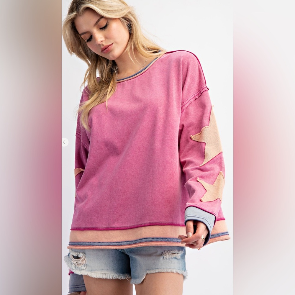 NEW POL Pink Star Sweatshirt! SZ Small - Picture 5 of 5